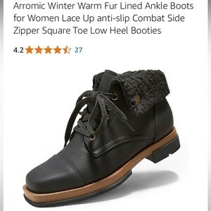 NWOT Arromic Black Ankle Booties with Fur Lining